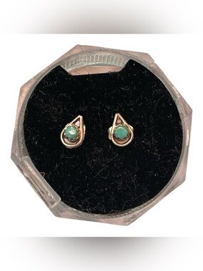 Sterling Silver Teardrop Turquoise Stud Earrings - Women Jewelry